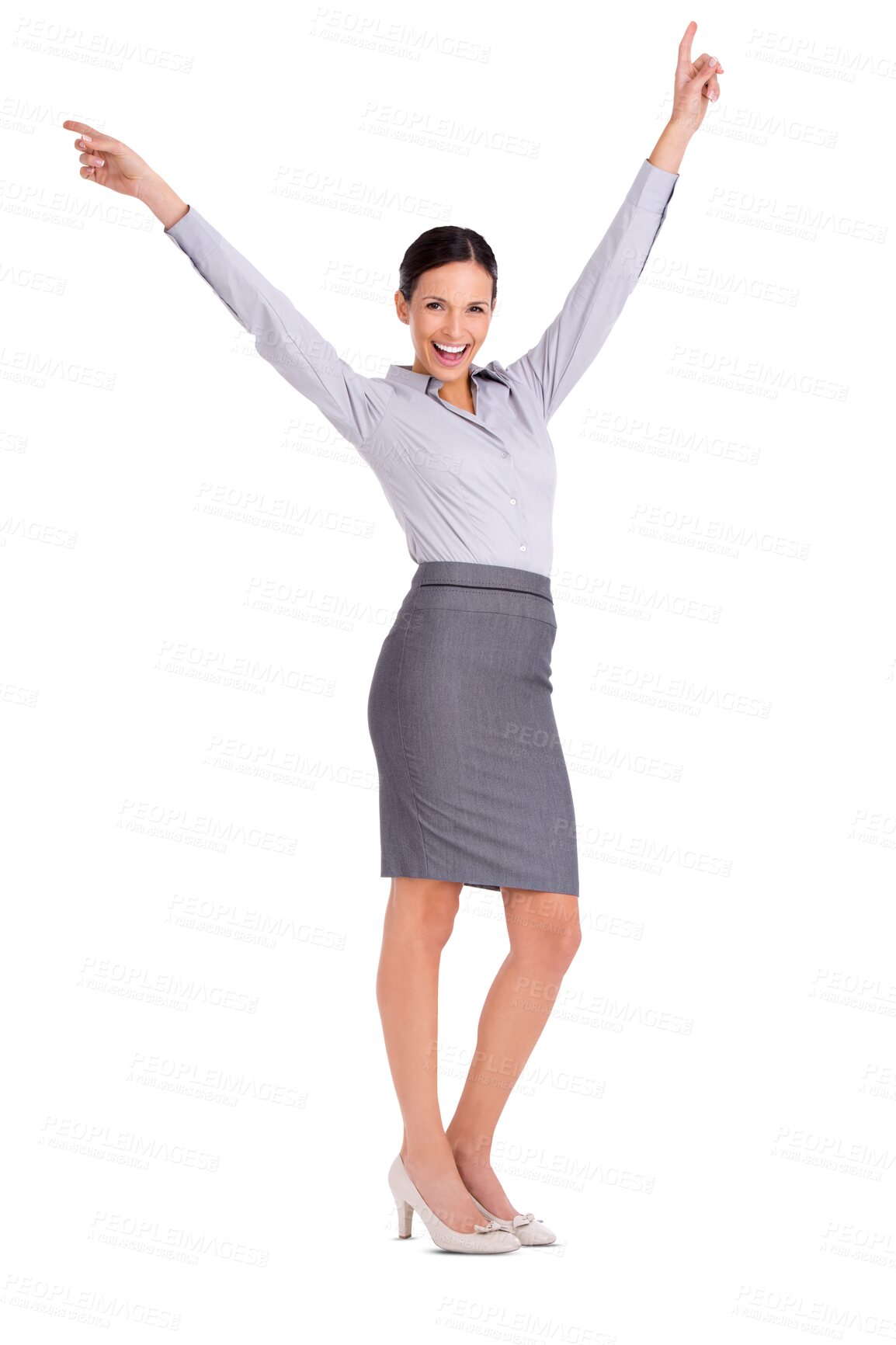 Buy stock photo Winner, celebration and portrait of business woman on isolated, PNG and transparent background. Corporate worker, success and excited female person cheering for winning bonus, profit and promotion