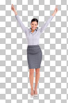 PNG of an excited young businesswoman.