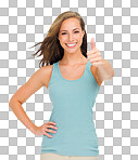 PNG Portrait of a beautiful young woman showing a thumb up 