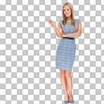 PNG Full-length studio shot of a beautiful young woman pointing at copyspace