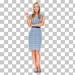 PNG Full-length studio shot of a beautiful young woman pointing up at copyspace