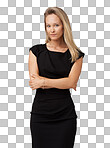 PNG of a  beautiful young woman standing with her arms folded while looking at the camera