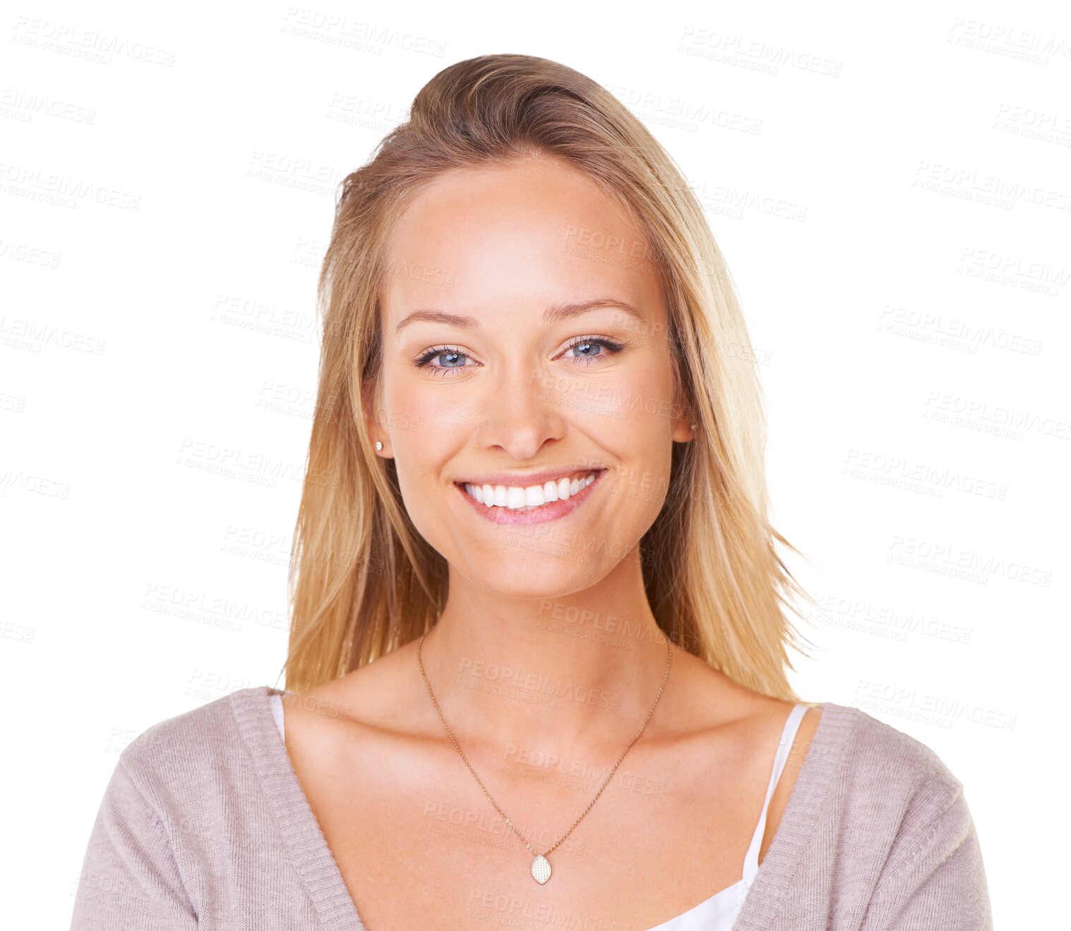 Buy stock photo Happy woman, face and portrait smile for dental care isolated on a transparent PNG background. Female person or young model smiling with teeth for clean tooth whitening, mouth or oral and gum hygiene