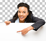 PNG Shot of a young businesswoman holding a placard