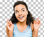 PNG Shot of a young woman crossing her fingers in hope 