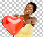 PNG Studio shot of a young woman holding a red heart 