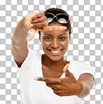 PNG of Studio shot of a young woman making a finger frame 