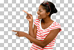 PNG of Studio shot of a young businesswoman pointing at copy space 