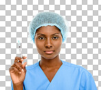 PNG Studio shot of a young doctor holding a syringe 