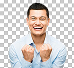 PNG of an asian businessman celebrating 