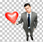 PNG of a young businessman holding a heart
