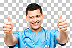 PNG Shot of a young male nurse giving the thumbs up 