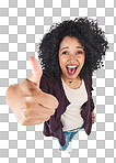 PNG of Studio shot of a young woman showing thumbs up 