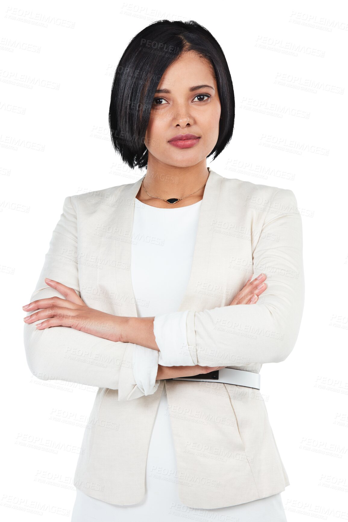 Buy stock photo Business, portrait and woman with arms crossed isolated on transparent png background of serious HR employee. Corporate, businesswoman or female consultant with pride, confidence and human resources.