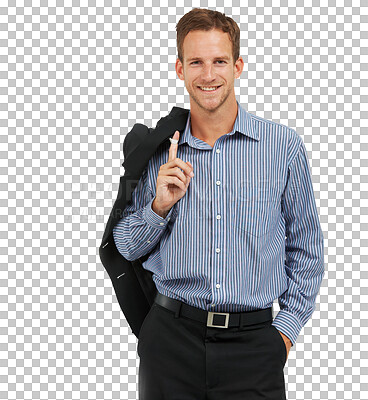 Buy stock photo Portrait, fashion and smile with a business man isolated on a transparent background in executive style. Corporate, formal or jacket with a happy confident male employee on PNG in fashionable clothes