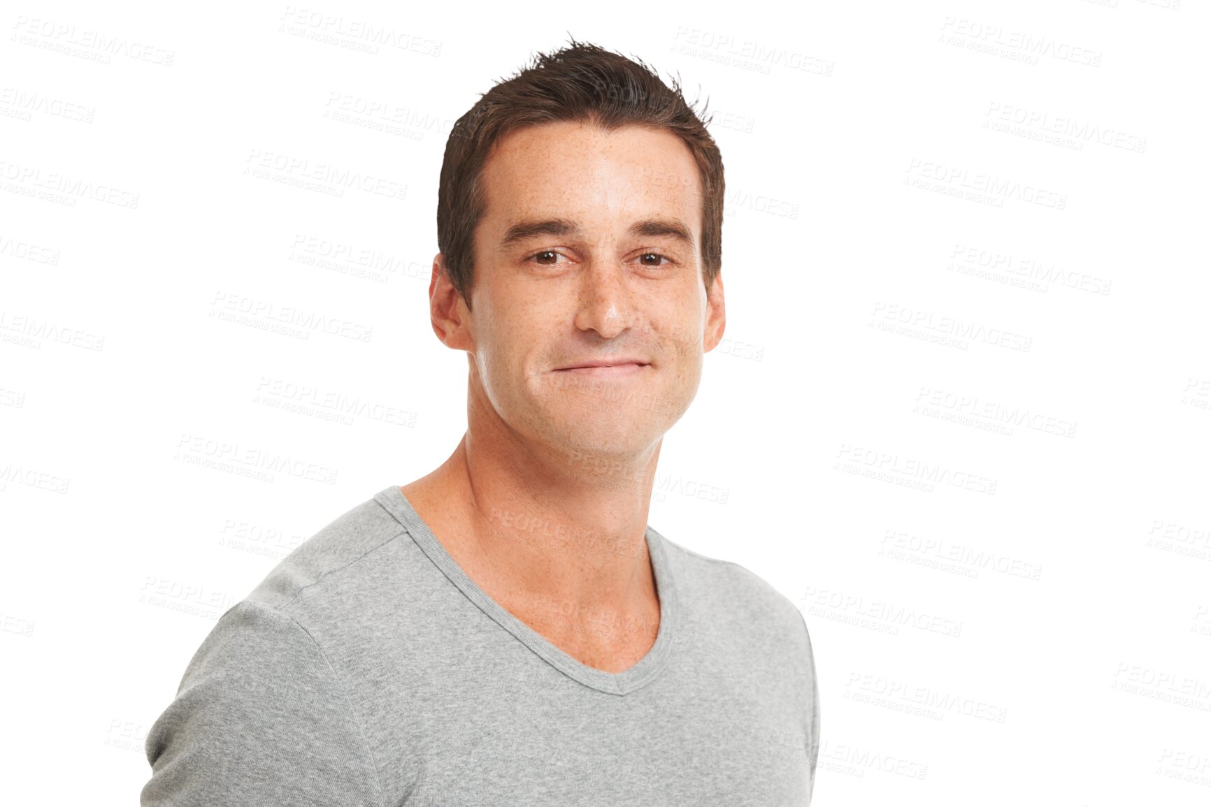 Buy stock photo Man, portrait and face with a smile, pride and casual fashion isolated on a transparent, png background. Confident, happy and male model person with a positive mindset and motivation from Australia