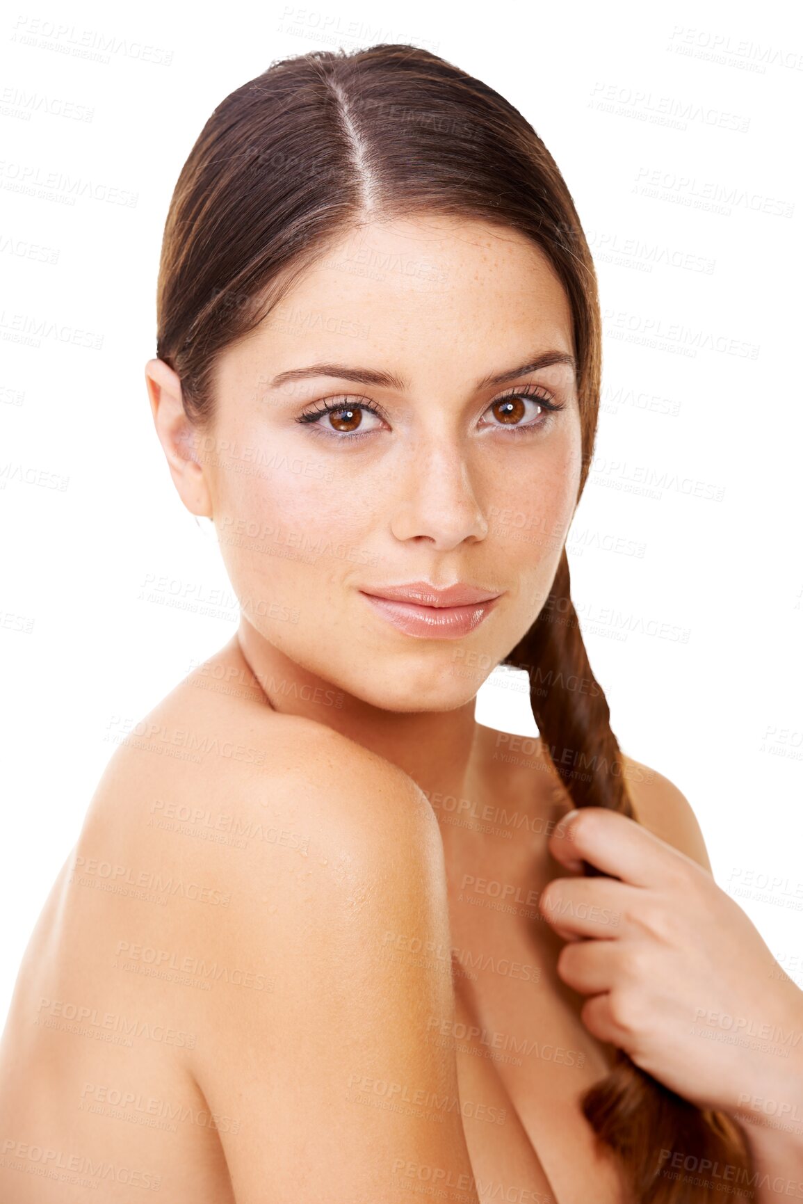 Buy stock photo Skincare, beauty and portrait of woman with a natural, cosmetic or facial health routine. Happy, smile and headshot of female model with dermatology treatment isolated by transparent png background.