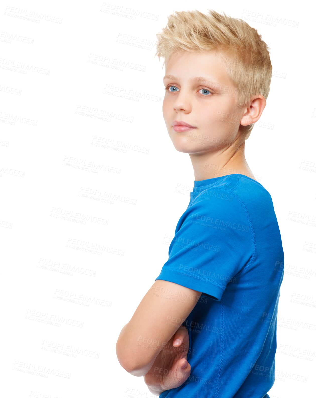 Buy stock photo Future, kids and fashion with a confident boy isolated on a transparent background in trendy clothes. Children, thinking and fashionable with a casual male teenager posing in casual clothing on PNG