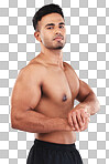 Fitness, back muscle flexing and man isolated on gray studio