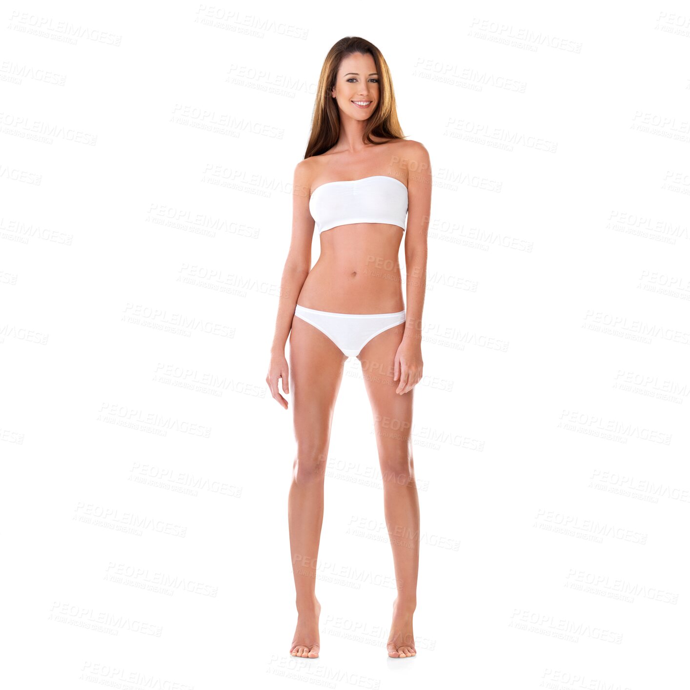 Buy stock photo Isolated woman, swimsuit and healthy body in portrait with smile, confidence and transparent png background. Happy young model, underwear or bikini for beach fashion, swimming or summer for aesthetic