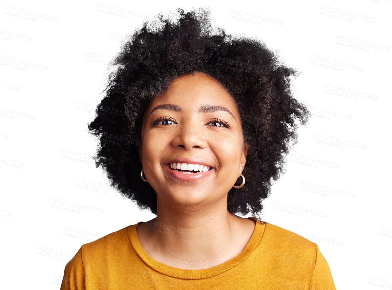 Buy stock photo Student, portrait and African woman with smile, happiness and confidence for education, college or learning on transparent, isolated or png background. Girl, face and person excited for university