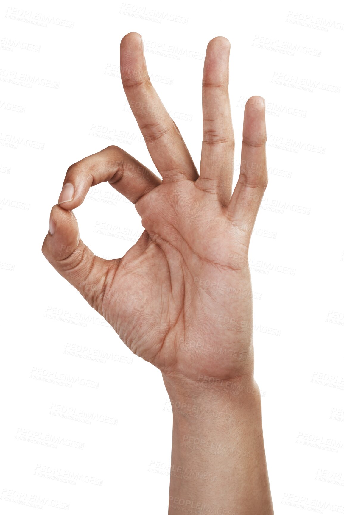 Buy stock photo Approve, perfect and hand with yes sign for agreement on isolated, PNG and transparent background. Okay emoji, support and closeup of gesture, icon and signal for approval, thank you and success