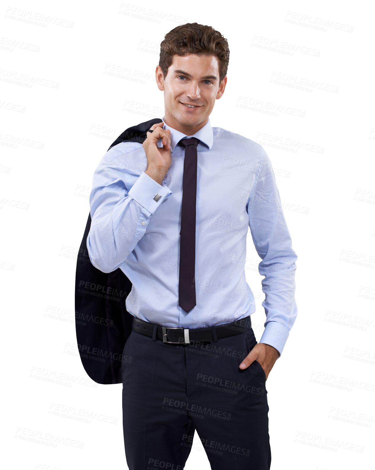 Buy stock photo Business man, smile in portrait and pride with confidence, ambition and career isolated on transparent png background. Corporate, male boss and job satisfaction with professional mindset and success