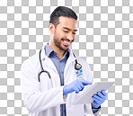 Mockup, man and doctor with tablet, healthcare and success again