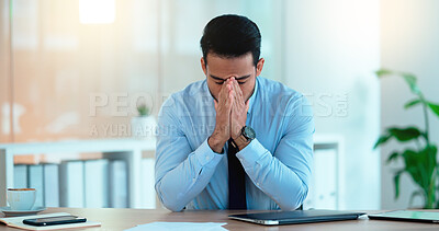 Buy stock photo Stressed Sales manager is angry about a bad sales report after a marketing campaign. Frustrated executive is upset and annoyed about advertising problem and is under real pressure to hit his deadline