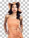 PNG of Studio shot of a stylish young woman standing against a white background