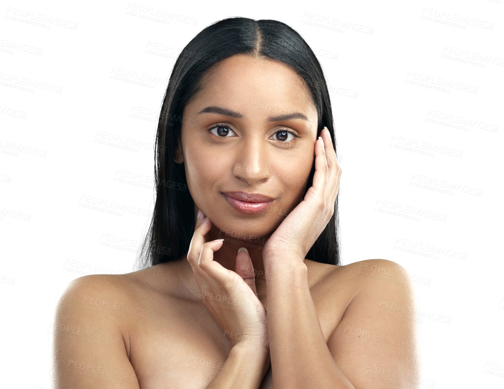 Buy stock photo Health, skincare and portrait of natural woman on isolated, png and transparent background. Dermatology, luxury salon and face of female person with cosmetics for facial treatment, wellness or beauty