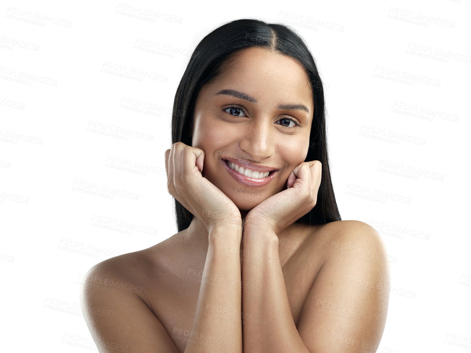 Buy stock photo Skincare, wellness and portrait of natural woman on isolated, png and transparent background. Dermatology, salon and face of happy female person with cosmetics for facial treatment, beauty and health