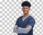 PNG of a medical practitioner standing against a grey backgroundisolated on a transparent PNG background