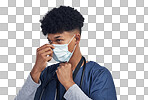 PNG of a male nurse wearing a surgical mask while standing against a grey background