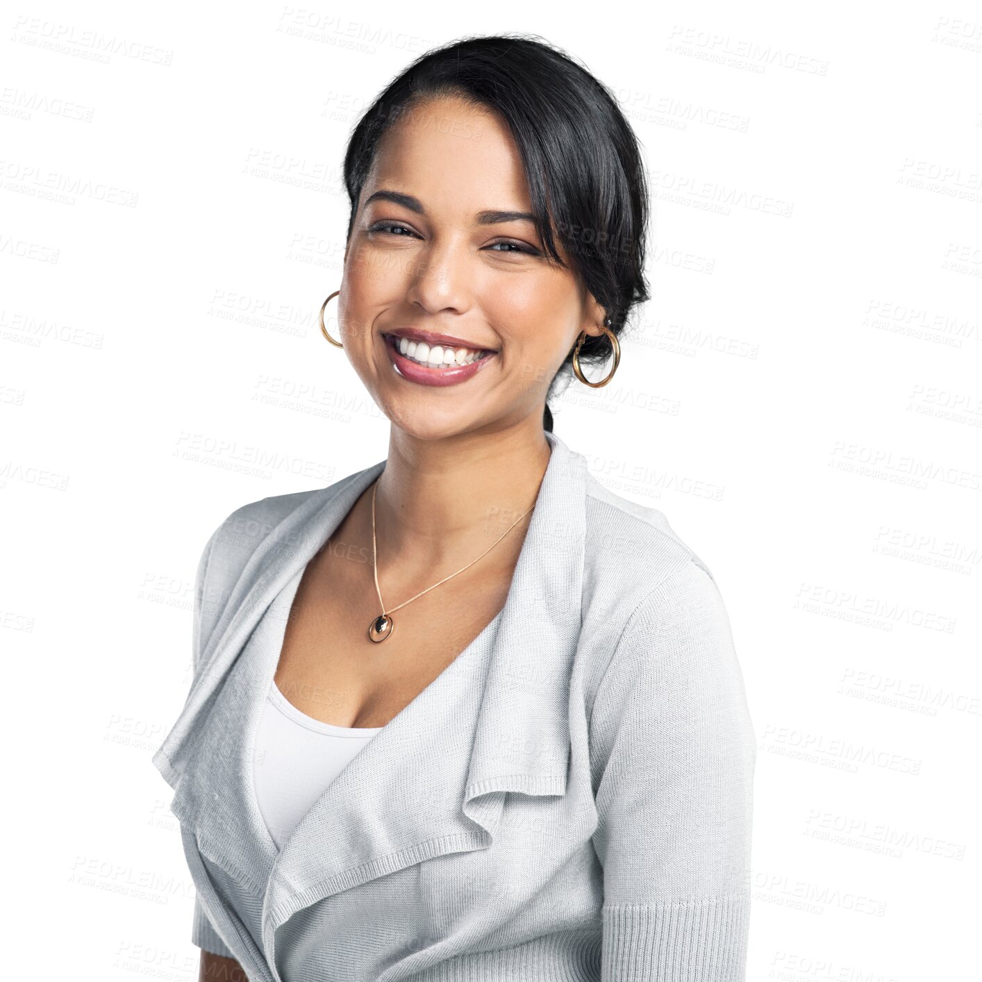 Buy stock photo Portrait, business and woman with a smile, career and employee isolated against a transparent background. Face, female person or entrepreneur with happiness, professional or positive mindset with png