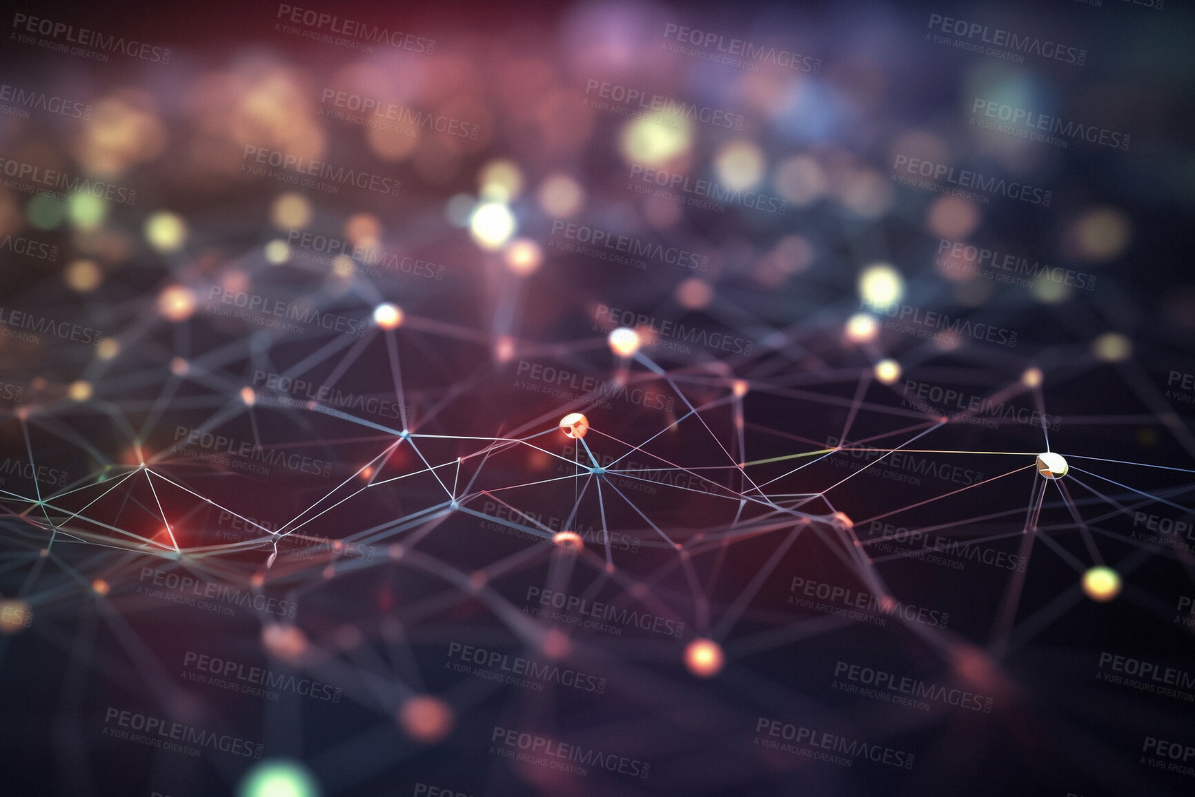 Buy stock photo Closeup, pattern and networking grid for communication, community and society connection. Neuron, future or ai generated line with artistic design, abstract and geometric link of iot data engineering