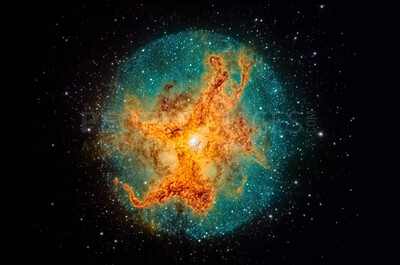Nebula, cosmos and dust cloud in dark sky of astrology, universe and space  supernova for science research. Ai generated, color and solar system flare  with galaxy, explosion and cosmic gas background