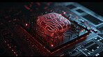 Closeup, neon and circuit board hacking in cyber security theft, engineering scam and big data phishing. Ai generated, hack and motherboard with gdpr danger, red and information protection virus