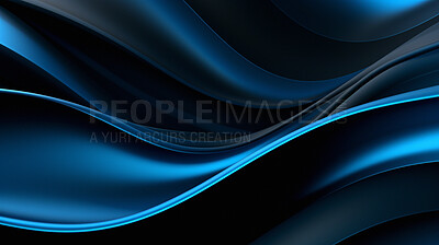 Closeup, banner and blue line art on background for motion, deco and creative movement design. Ai generated, banner and curve dynamic effect for website display flow, frequency and waves texture