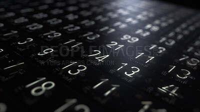 Buy stock photo Closeup, number and code on background for cybersecurity, coding and big data banner. Ai generated, design and creative color for numbers programming, software development and web 3.0 networking