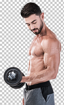 Fitness, power or strong man with a dumbbell in training, exerci