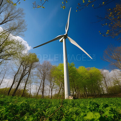 Windmill, turbine and engineering for electricity sustainability, ai generated and renewable farm