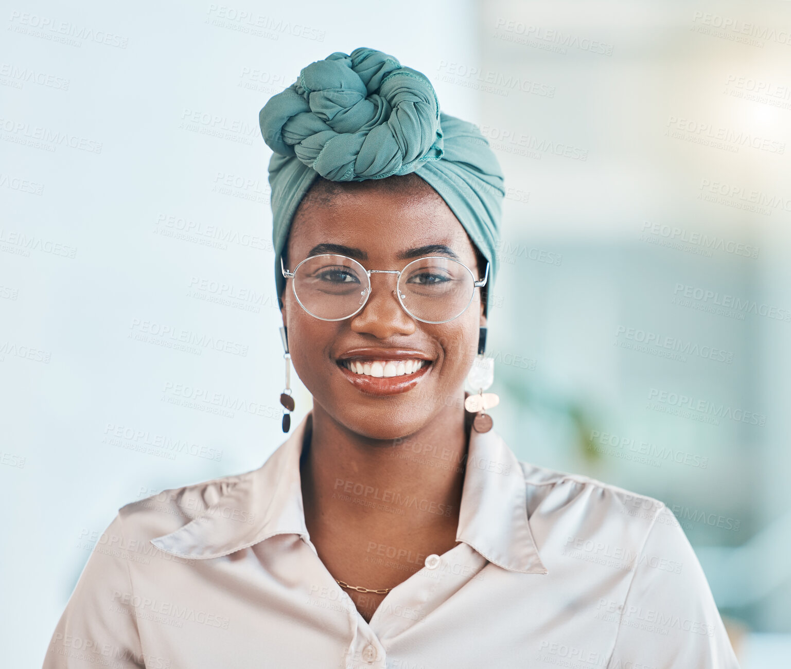 Buy stock photo Happy, smile and business with portrait of black woman in office for lawyer, advocate and professional. Corporate, pride and legal with female person in workplace for attorney, justice and mindset