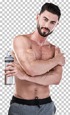Fitness, portrait or man with a water bottle in hand to start ex