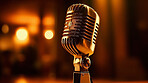 Retro microphone for music, podcast or press. Ai generated of vintage voice mic for radio broadcast