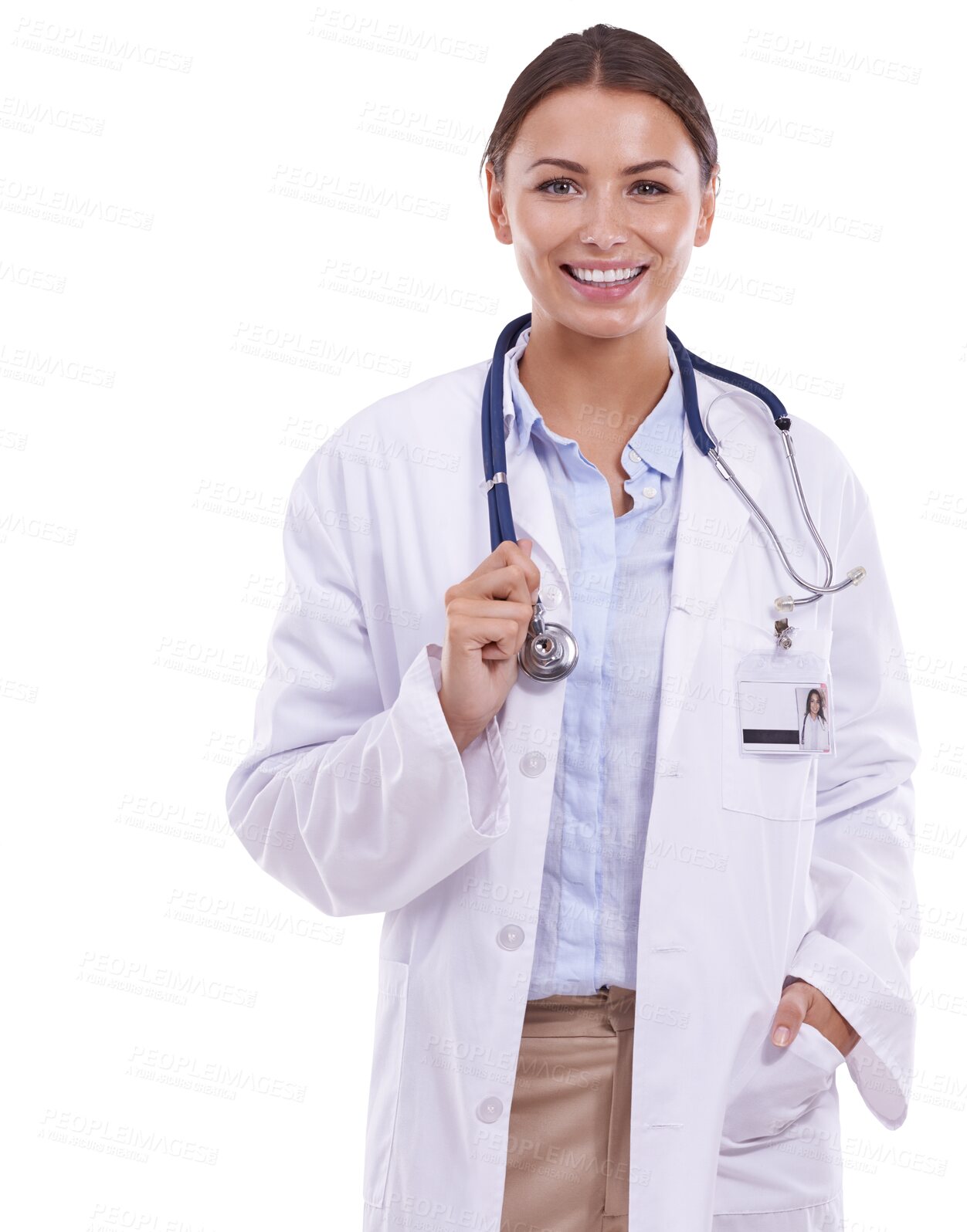 Buy stock photo Doctor, woman with smile and health, portrait and cardiology surgeon isolated on png transparent background. Medical professional, cardiovascular healthcare and happy female person in medicine