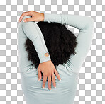 Stretching, arms and back of a woman for fitness isolated on a studio background. Training, preparation and a girl with a warm up and body stretch for exercise, workout and sports on a backdrop