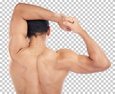 Photo healthy muscular man with his arms stretched out isolated