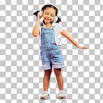 Dancing, energy or little girl on music headphones, fun radio or