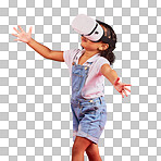 Gaming, virtual reality and metaverse with girl and glasses for